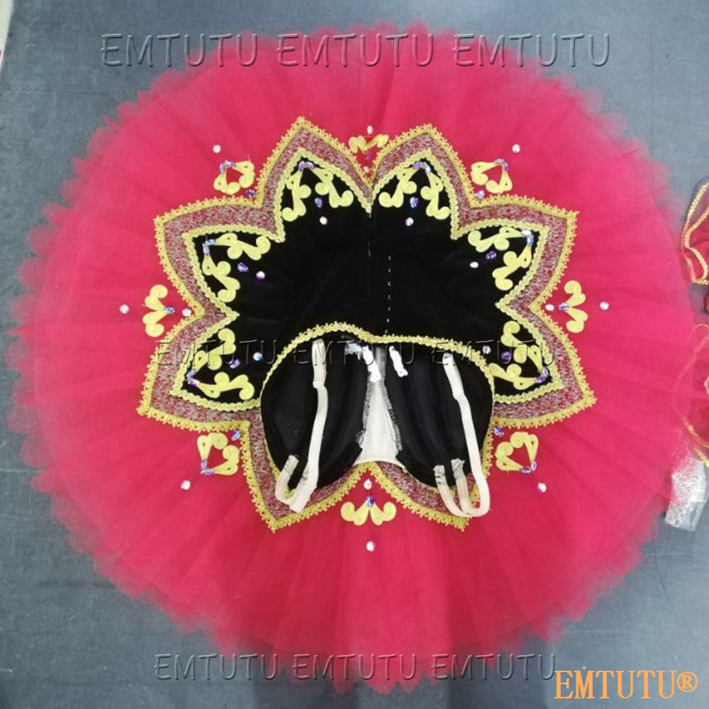 EMKB0118 EMTUTU Professional Ballet Tutu Costume Red Black Women Girls Custom Made Ballet Stage Pancake Tutus Dress