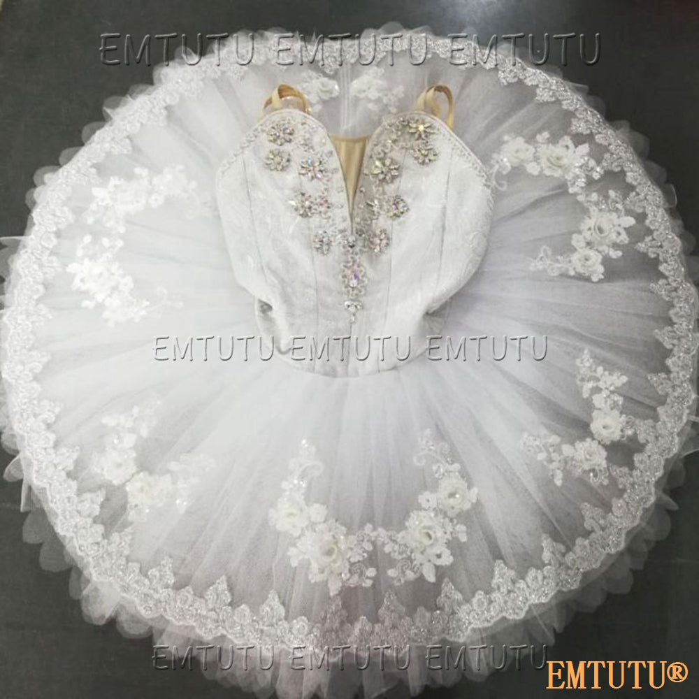 EMKB0119 EMTUTU Professional Ballet Tutu Costume White Women Girls Custom Made Ballet Stage Pancake Tutus Dress