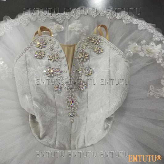 EMKB0119 EMTUTU Professional Ballet Tutu Costume White Women Girls Custom Made Ballet Stage Pancake Tutus Dress