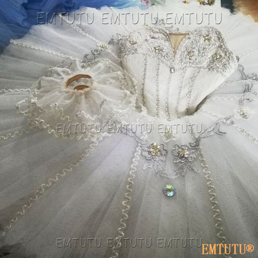 EMKB0120 EMTUTU Professional Ballet Tutu Costume White Women Girls Custom Made Ballet Stage Pancake Tutus Dress