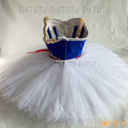 EMKB0125 EMTUTU Professional Ballet Tutu Costume Blue White Women Girls Custom Made Ballet Stage Pancake Tutus Dress