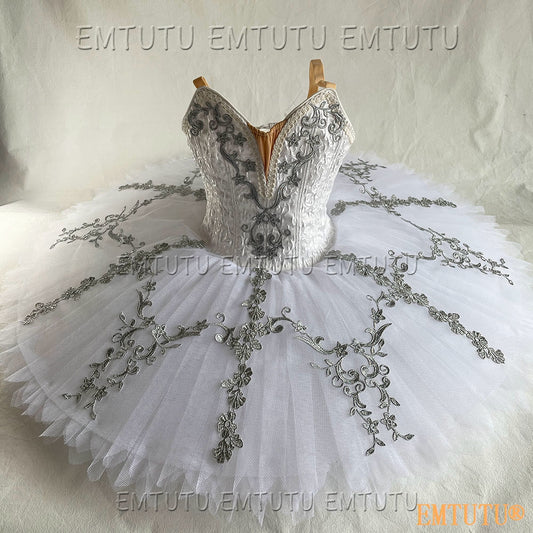 EMKB0126 EMTUTU Professional Ballet Tutu Costume White Women Girls Custom Made Ballet Stage Pancake Tutus Dress