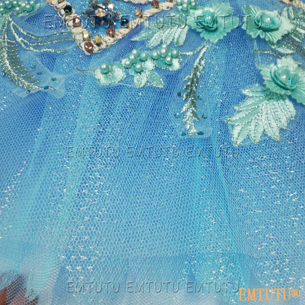 EMKB0127 EMTUTU Professional Ballet Tutu Costume Blue Women Girls Custom Made Ballet Stage Pancake Tutus Dress