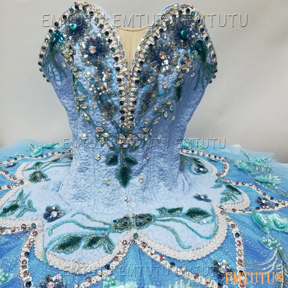 EMKB0127 EMTUTU Professional Ballet Tutu Costume Blue Women Girls Custom Made Ballet Stage Pancake Tutus Dress