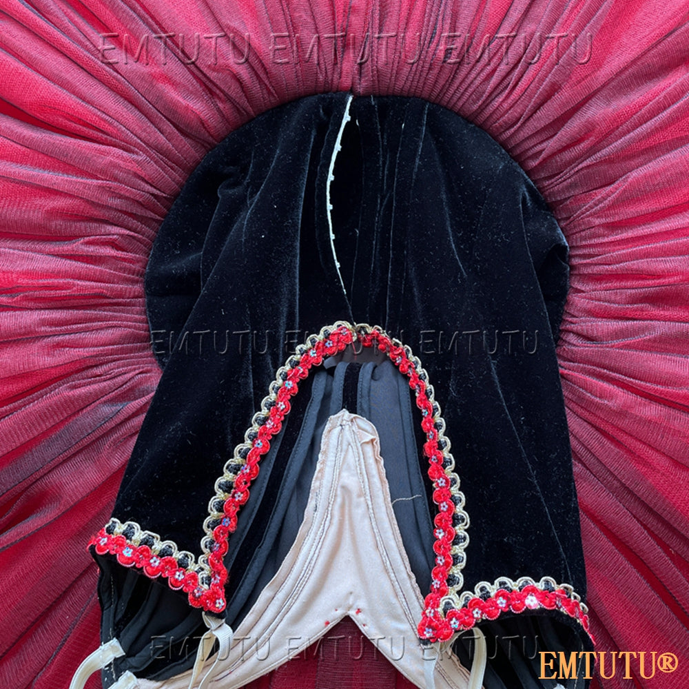 EMKB0129 EMTUTU Professional Ballet Tutu Costume Red Black Women Girls Custom Made Ballet Stage Pancake Tutus Dress