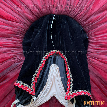 EMKB0129 EMTUTU Professional Ballet Tutu Costume Red Black Women Girls Custom Made Ballet Stage Pancake Tutus Dress