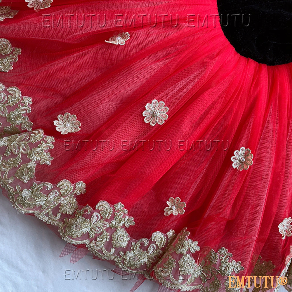 EMKB0130 EMTUTU Professional Ballet Tutu Costume Red Black Women Girls Custom Made Ballet Stage Pancake Tutus Dress