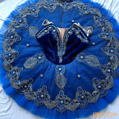 EMKB0131 EMTUTU Professional Ballet Tutu Costume Blue Women Girls Custom Made Ballet Stage Pancake Tutus Dress