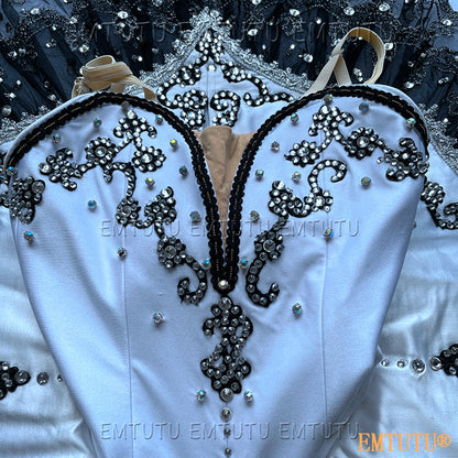 EMKB0132 EMTUTU Professional Ballet Tutu Costume White Black Women Girls Custom Made Ballet Stage Pancake Tutus Dress