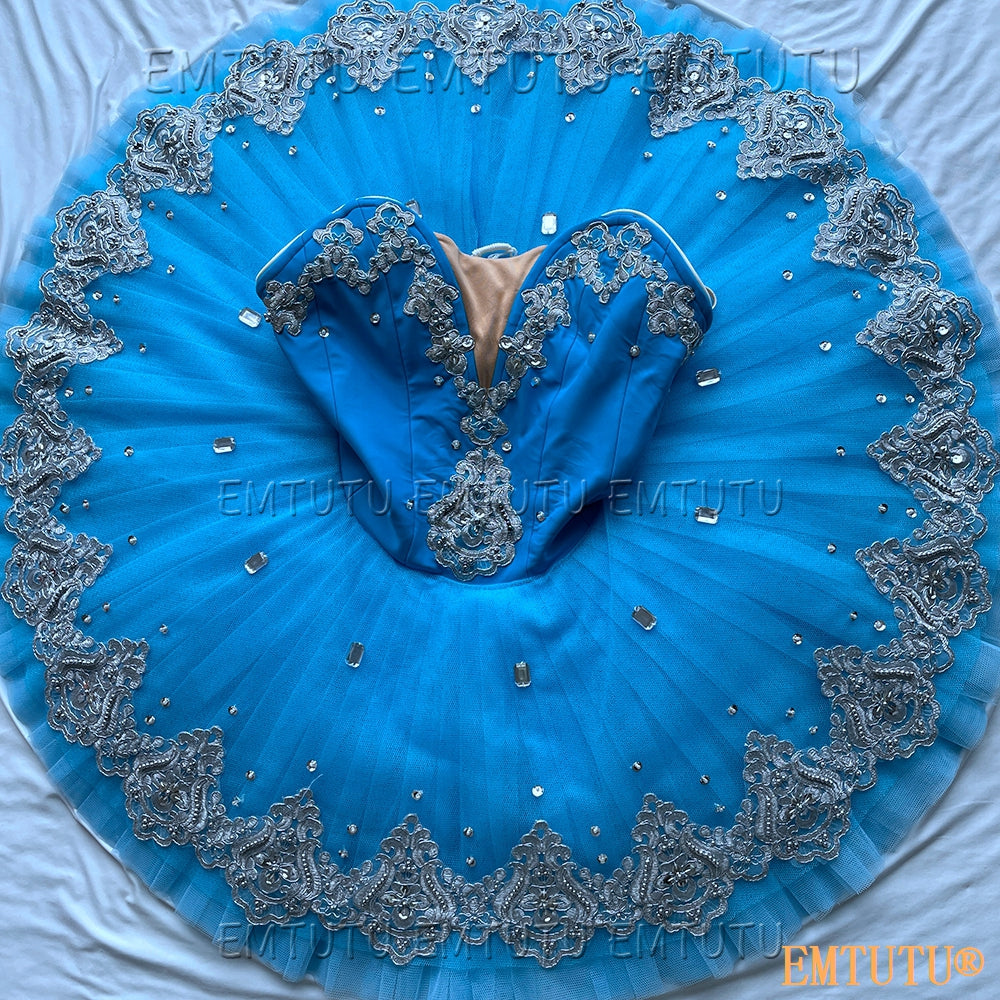 EMKB0133 EMTUTU Professional Ballet Tutu Costume Blue Women Girls Custom Made Ballet Stage Pancake Tutus Dress