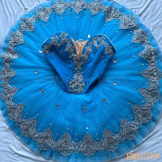 EMKB0133 EMTUTU Professional Ballet Tutu Costume Blue Women Girls Custom Made Ballet Stage Pancake Tutus Dress