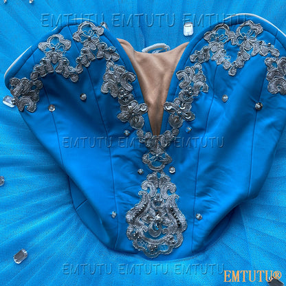 EMKB0133 EMTUTU Professional Ballet Tutu Costume Blue Women Girls Custom Made Ballet Stage Pancake Tutus Dress