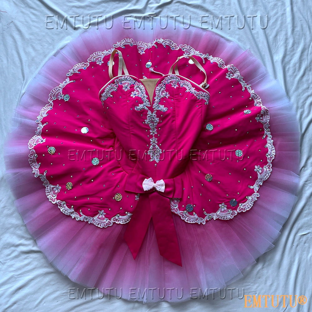 EMKB0134 EMTUTU Professional Ballet Tutu Costume Red Women Girls Custom Made Ballet Stage Pancake Tutus Dress