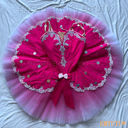 EMKB0134 EMTUTU Professional Ballet Tutu Costume Red Women Girls Custom Made Ballet Stage Pancake Tutus Dress