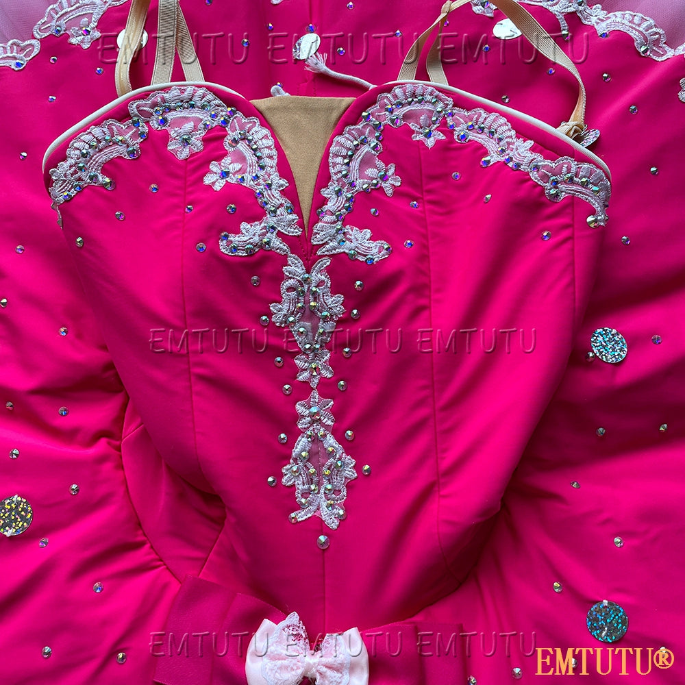 EMKB0134 EMTUTU Professional Ballet Tutu Costume Red Women Girls Custom Made Ballet Stage Pancake Tutus Dress
