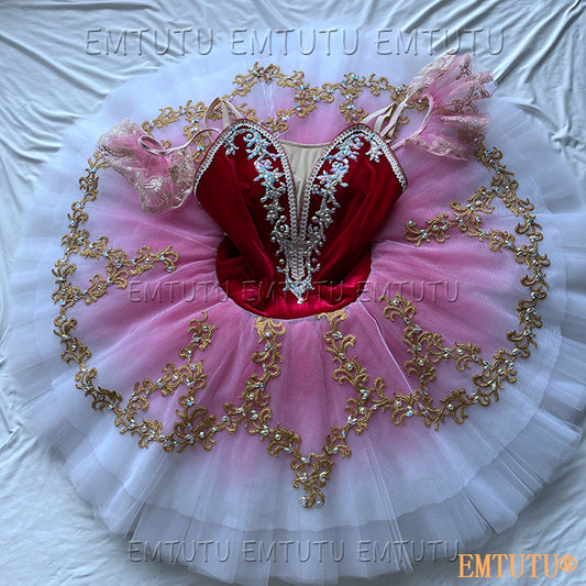 EMKB0137 EMTUTU Professional Ballet Tutu Costume Red Pink Women Girls Custom Made Ballet Stage Pancake Tutus Dress