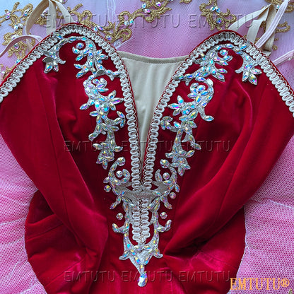 EMKB0137 EMTUTU Professional Ballet Tutu Costume Red Pink Women Girls Custom Made Ballet Stage Pancake Tutus Dress