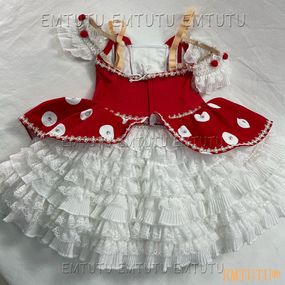 EMKB0501 EMTUTU Professional Ballet Tutu Costume Red White Women Girls Custom Made Ballet Stage Pancake Tutus Dress