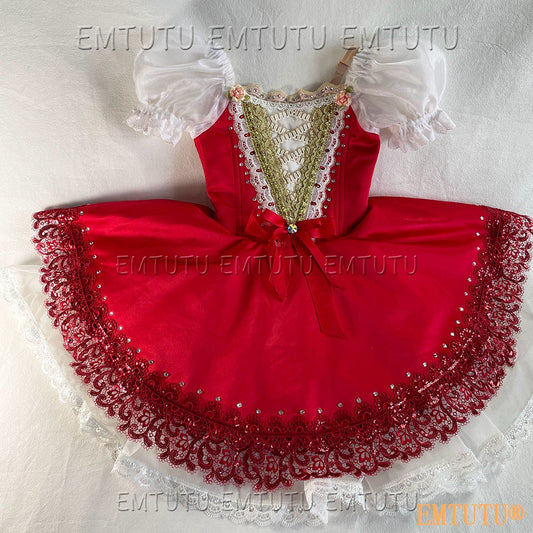 EMKB0502 EMTUTU Professional Ballet Tutu Costume Red Women Girls Custom Made Ballet Stage Pancake Tutus Dress