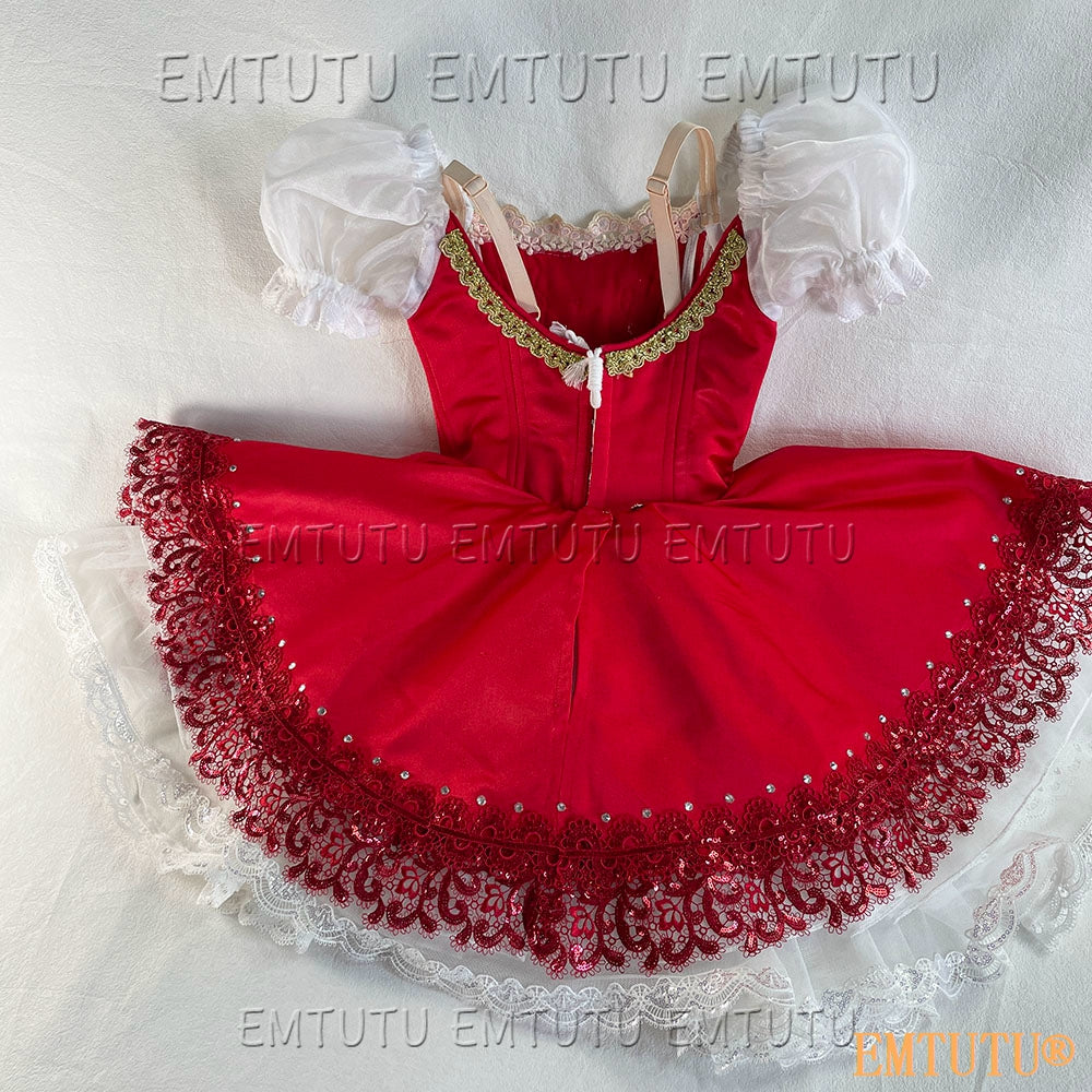 EMKB0502 EMTUTU Professional Ballet Tutu Costume Red Women Girls Custom Made Ballet Stage Pancake Tutus Dress