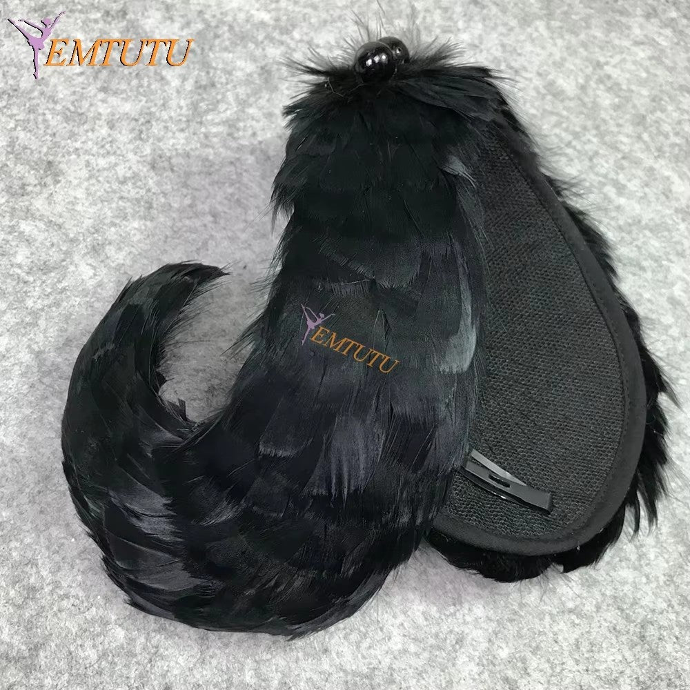LA115 EMTUTU Feather Black White Swan Lake Ballet Headpiece Real Feather Ballet Headwear Headdress Hand Made Nutcracker Ballet Stage Headband
