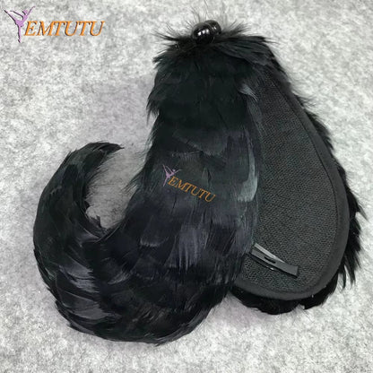 LA115 EMTUTU Feather Black White Swan Lake Ballet Headpiece Real Feather Ballet Headwear Headdress Hand Made Nutcracker Ballet Stage Headband