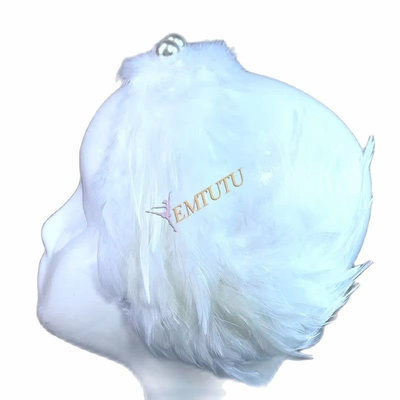 LA117 EMTUTU White Feather Swan Lake Ballet Headwear,Pearl Decor Nutcracker Ballet Headpiece,Hand Made Hair Accessory