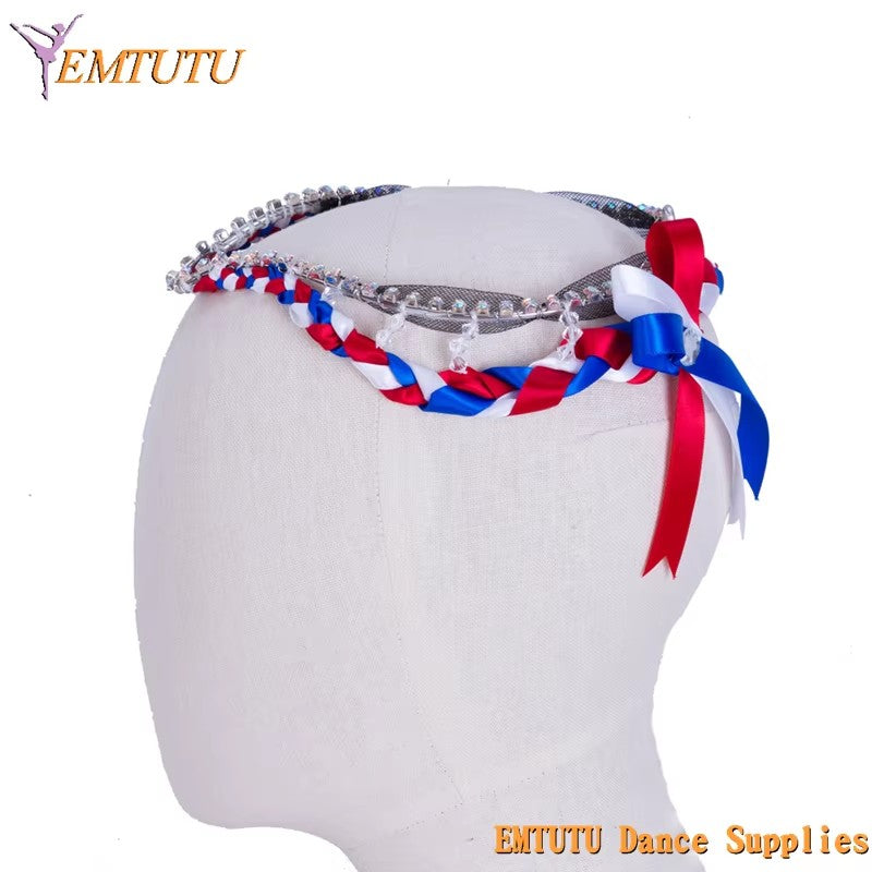 MD011 EMTUTU Professional Ballet Headpiece Flames of Paris Ballet Stage Tiara Crown White Red Blue Ballet Headdress Custom Made