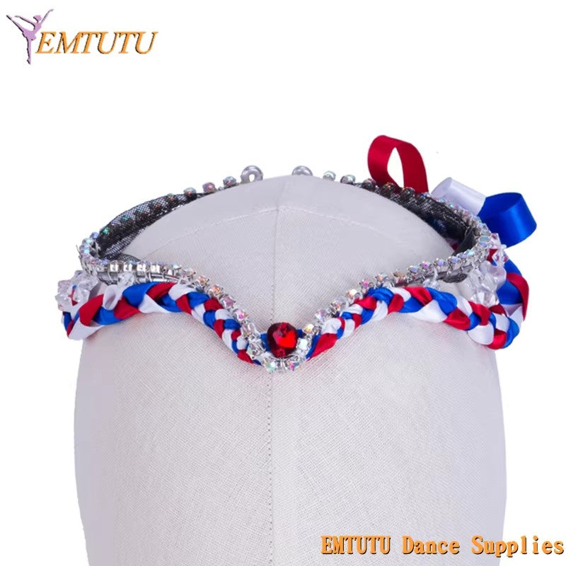 MD011 EMTUTU Professional Ballet Headpiece Flames of Paris Ballet Stage Tiara Crown White Red Blue Ballet Headdress Custom Made