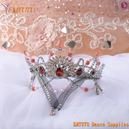 MD017 EMTUTU Pink Professional Ballet Tiara Women Adult Sleeping Beauty Handmade Ballet Headpiece Girls YAGP Performance Ballet Crown