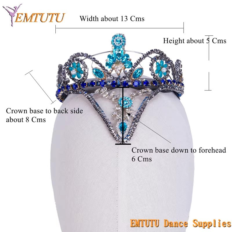 MD018 EMTUTU Blue Bird Ballet Headpiece Adult Child Performance Ballet Headdress Silver Blue Stage Competition Ballet Tiara Dance Crown