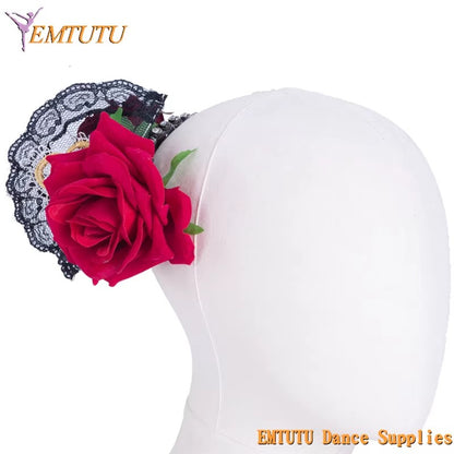 MD014 EMTUTU Don Quixote Ballet Headpiece Paquita Kitri Dance Ballet Dance Headdress Black Red Ballet Stage Tiara Crown Performance