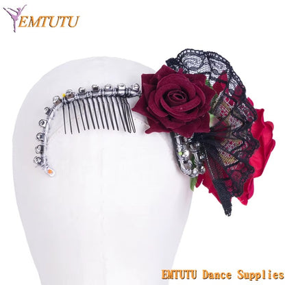 MD014 EMTUTU Don Quixote Ballet Headpiece Paquita Kitri Dance Ballet Dance Headdress Black Red Ballet Stage Tiara Crown Performance
