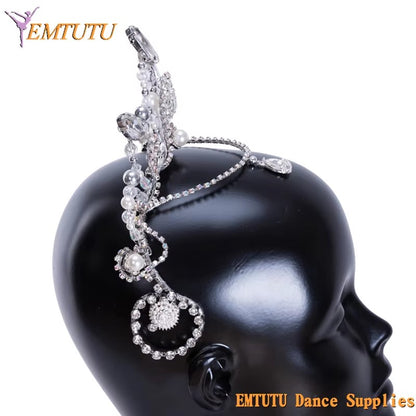 MD026 EMTUTU La Bayadere Professional Ballet Tiara Ballet Headdress White Silver Ballet Crown Women Performance Competition Ballet Headwear