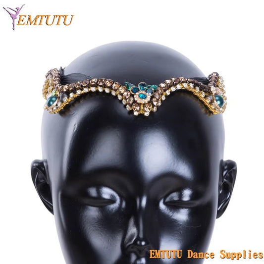 MD041 EMTUTU Le Corsaire Professional Ballet Headpiece Ballet Tiara Green Golden Balck Ballet Headwear Women Girls YAPG Performance Headdress
