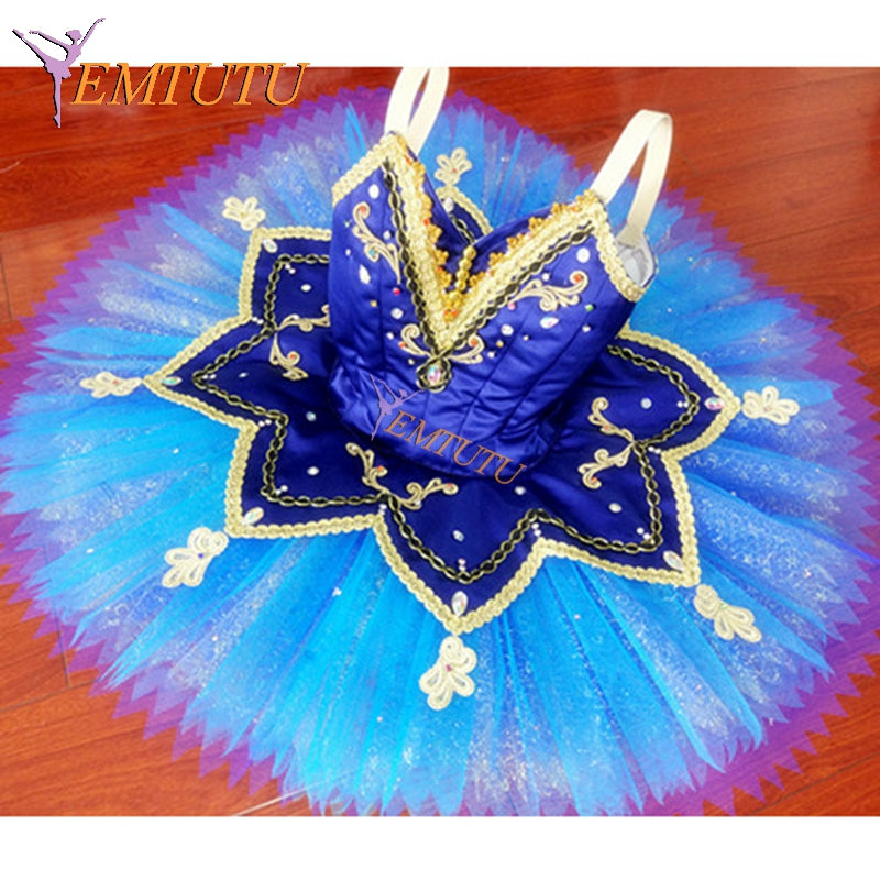 ST289  EMTUTU Adult Le Corsaire professional ballet tutu Blue Women performance pancake tutus Blue Bird ballet stage costume Custom Made