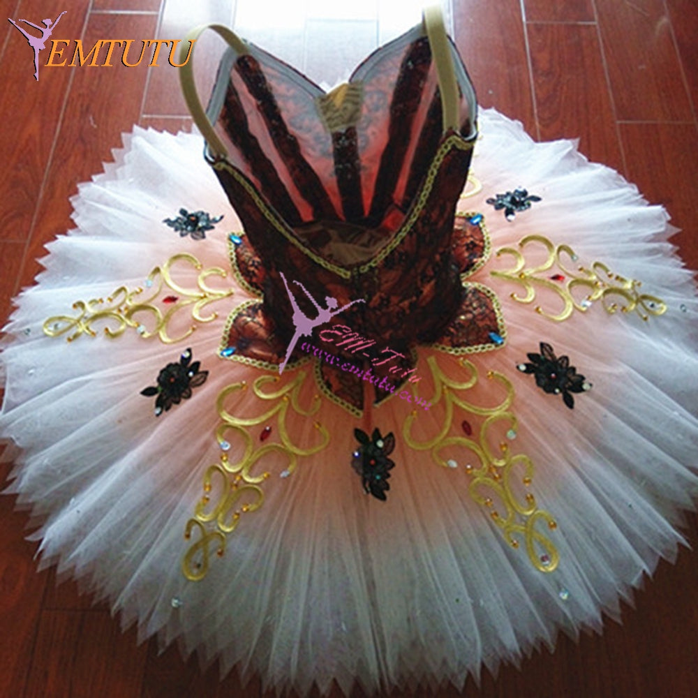 ST310 EMTUTU Women Professional Pancake Ballet Tutu Costume Green Silver Adult Performance Competition Tutu Performance Stage Costume