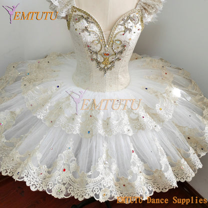 ST348 EMTUTU La Bayadere Professsional White Ballet Tutu Costume for Women White Swan Lake Ballet Dress Snow Flake Ballet Tutu Skirt Adult