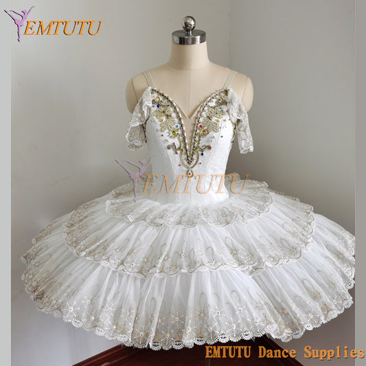 ST348 EMTUTU La Bayadere Professsional White Ballet Tutu Costume for Women White Swan Lake Ballet Dress Snow Flake Ballet Tutu Skirt Adult
