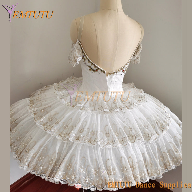 ST348 EMTUTU La Bayadere Professsional White Ballet Tutu Costume for Women White Swan Lake Ballet Dress Snow Flake Ballet Tutu Skirt Adult
