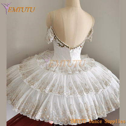 ST348 EMTUTU La Bayadere Professsional White Ballet Tutu Costume for Women White Swan Lake Ballet Dress Snow Flake Ballet Tutu Skirt Adult
