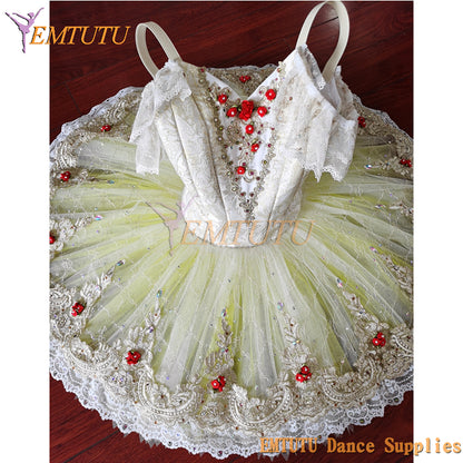 ST353 EMTUTU Adult Paquita Performance Professional Ballet Tutu Dress Light Yellow Raymonda Competition Pancake Ballet Costumes Tutu Women