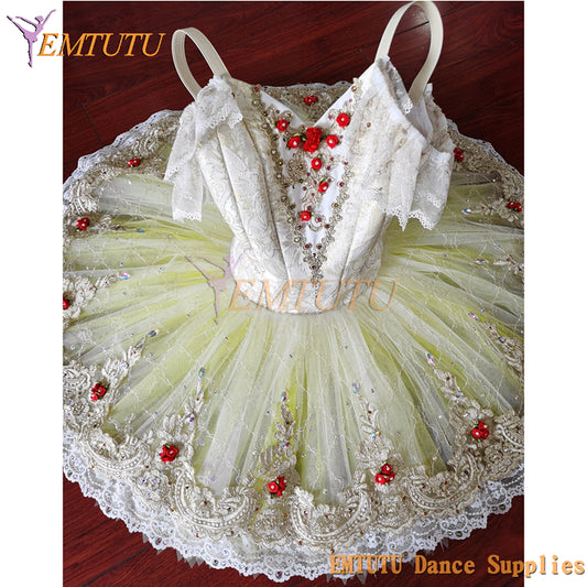 ST353 EMTUTU Adult Paquita Performance Professional Ballet Tutu Dress Light Yellow Raymonda Competition Pancake Ballet Costumes Tutu Women