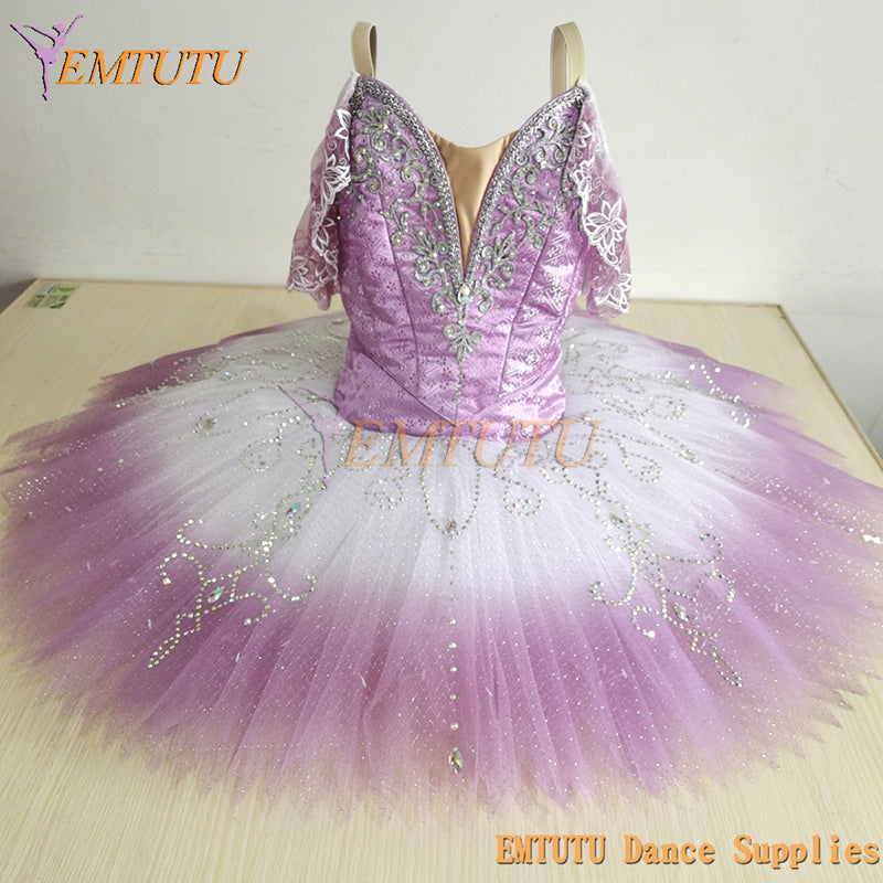 ST355  EMTUTU Peach Pink Women Professional Classical Ballet Tutu Costume Adult Sugar Plum Fairy Fading Color Professional Pancake Tutu Dress