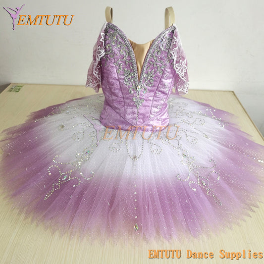 ST355  EMTUTU Peach Pink Women Professional Classical Ballet Tutu Costume Adult Sugar Plum Fairy Fading Color Professional Pancake Tutu Dress