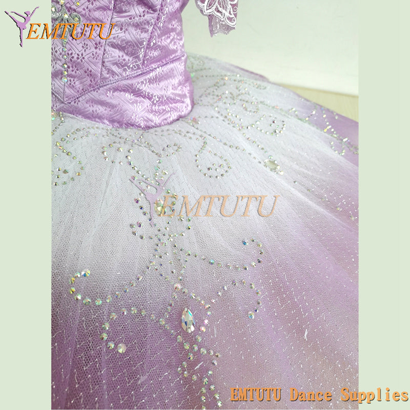 ST355  EMTUTU Peach Pink Women Professional Classical Ballet Tutu Costume Adult Sugar Plum Fairy Fading Color Professional Pancake Tutu Dress