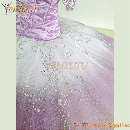 ST355  EMTUTU Peach Pink Women Professional Classical Ballet Tutu Costume Adult Sugar Plum Fairy Fading Color Professional Pancake Tutu Dress