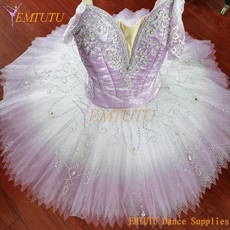 ST355  EMTUTU Peach Pink Women Professional Classical Ballet Tutu Costume Adult Sugar Plum Fairy Fading Color Professional Pancake Tutu Dress