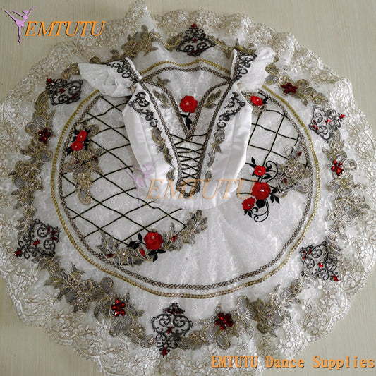 ST397 EMTUTU Professional Ballet Tutu Costume Paquita Spanish Kitri White Black Golden Women Classical Platter Tutus Competition Custom Made