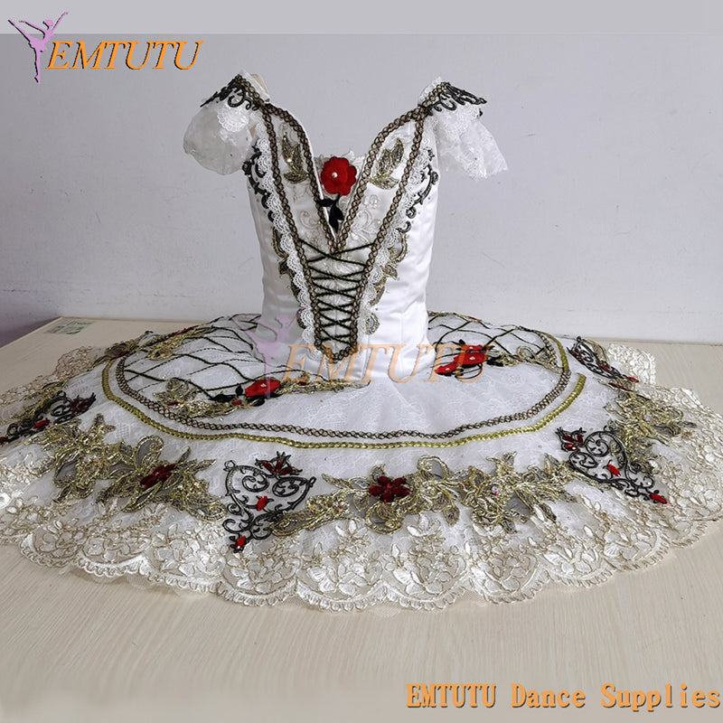 ST397 EMTUTU Professional Ballet Tutu Costume Paquita Spanish Kitri White Black Golden Women Classical Platter Tutus Competition Custom Made